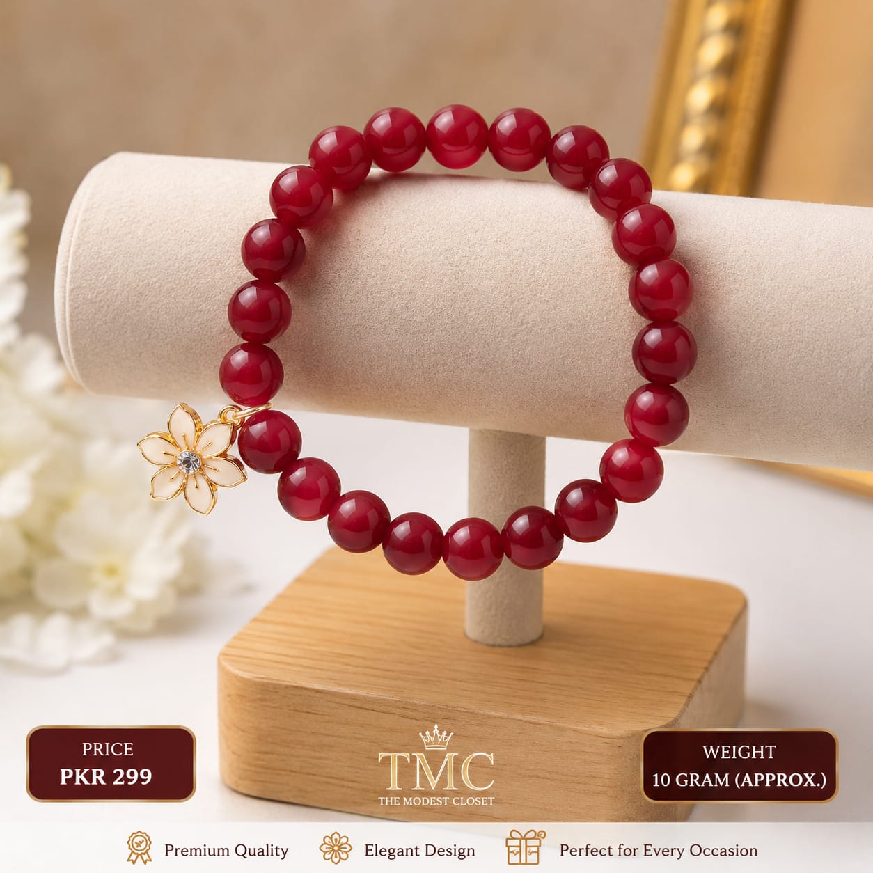 Premium Red Beaded Bracelet for Women