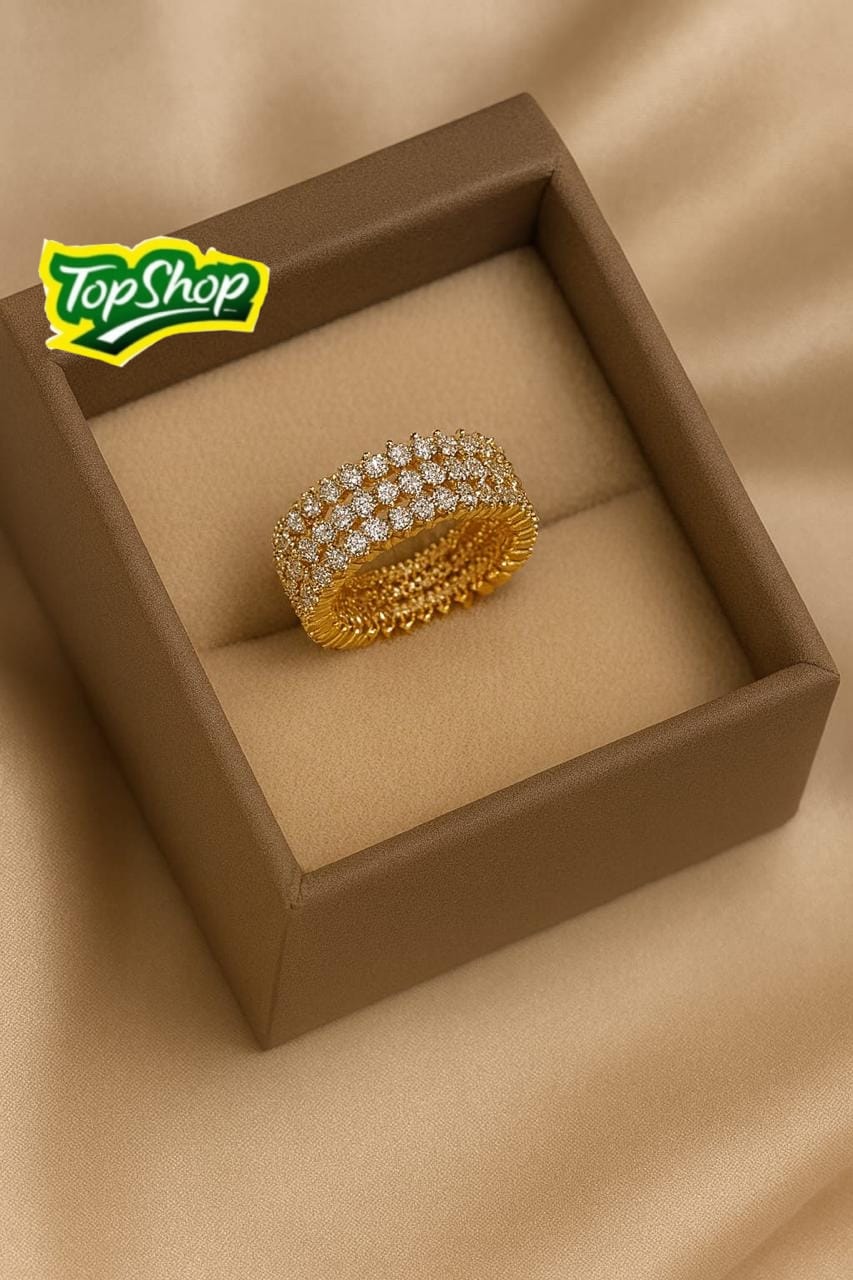 Luxury Gold-Plated Zircon Stone Ring for Women