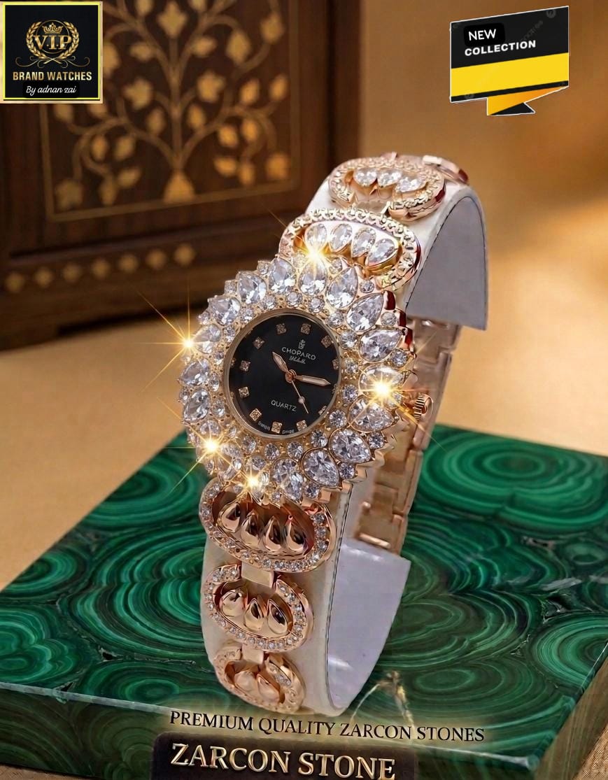Luxury Rose Gold Zircon Stone Women's Bracelet Watch
