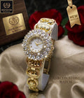 Luxury Women's Zircon Stone Gold Brecelet  Watch